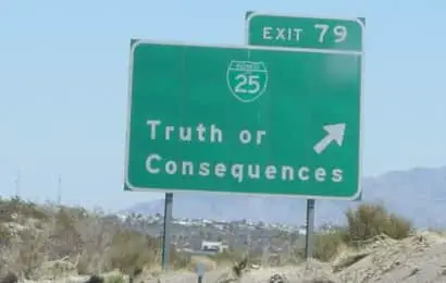 truth or consequences road sign