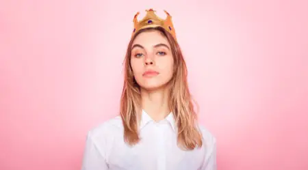 young arrogant woman with crown